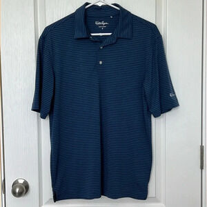 Walter Hagen Essentials Mens Golf Polo Performance Top Size Small Navy Stripe